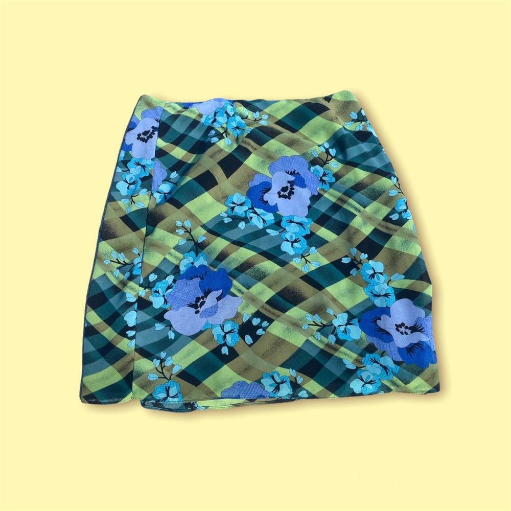 90s Multi-Pattern Knee Skirt - image 1